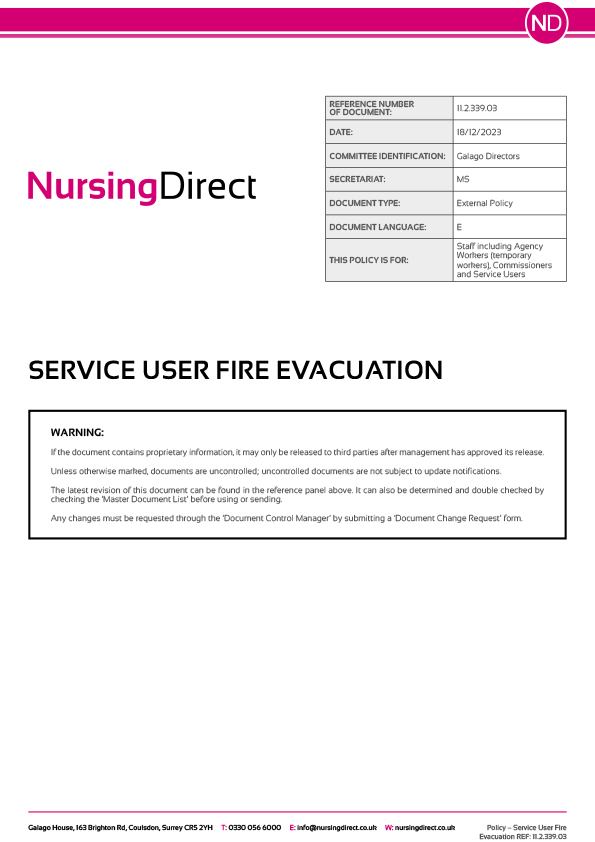 Service User Fire Evac