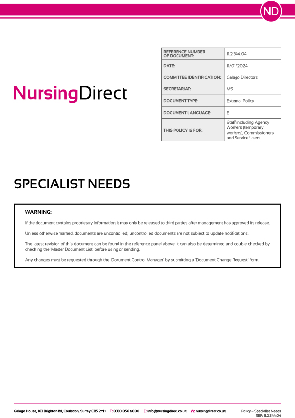 Specialist Needs